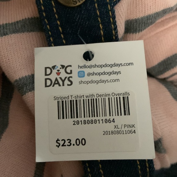 Denim/Pink Stripped Dog Onesie Outfit - Picture 9 of 9